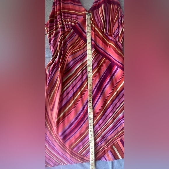 Wild Fable Sleeveless Orange Yellow Pink Striped Tie Back V-Neck Mini Dress M - Picture 9 of 13